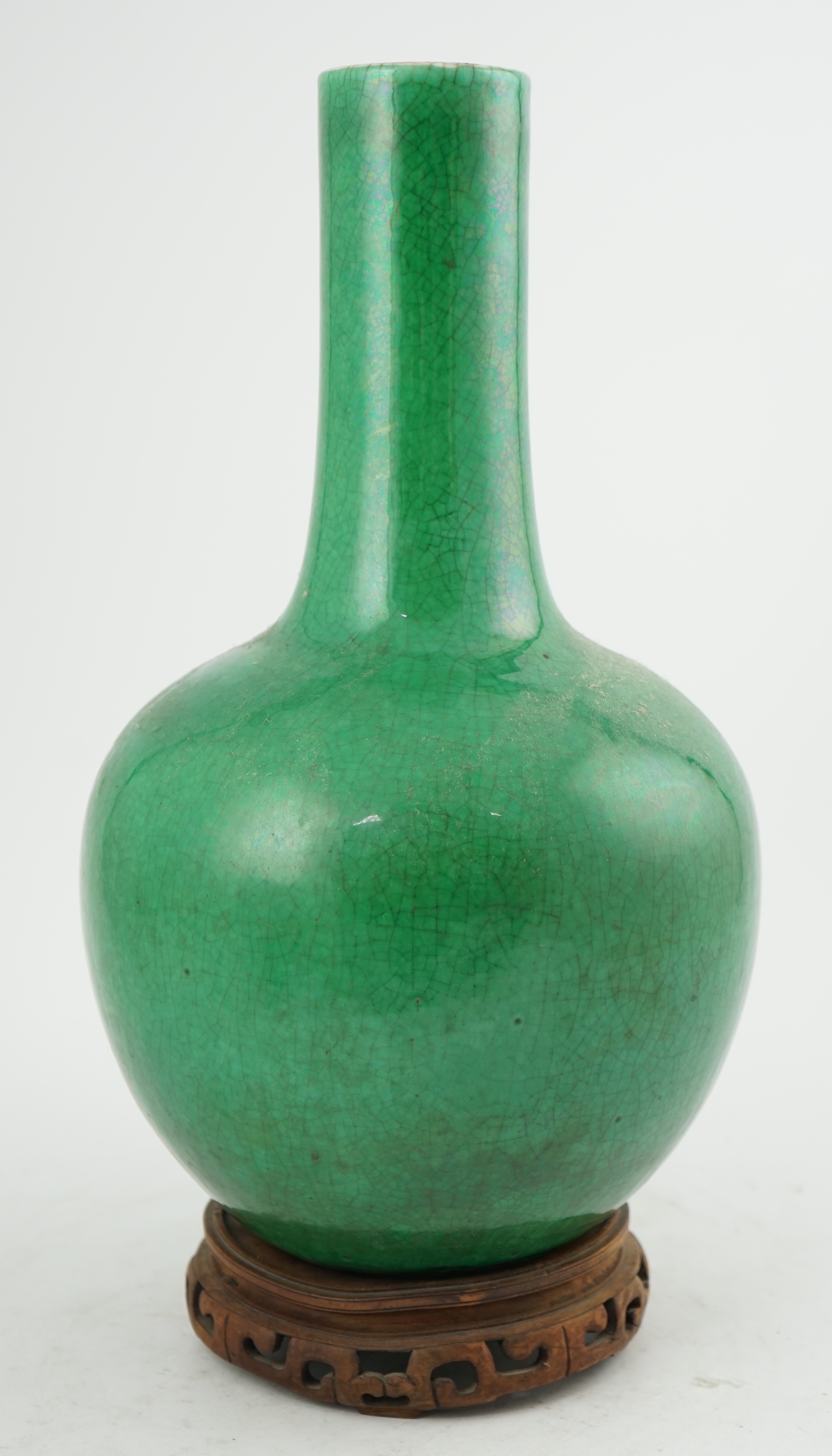A Chinese green crackle glazed bottle vase, 19th century